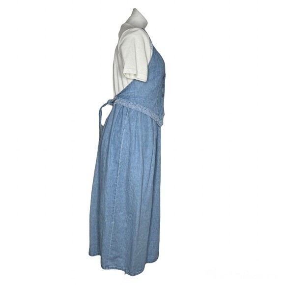 ALEXANDRA LEE Denim Jean Dress VINTAGE 80’s Light Blue White VINTAGE Size 10 - Picture 3 of 9